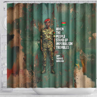Burkina Faso Thomas Sankara Shower Curtain with Military Stance and Anti-Imperialist Quote Tribute Design - Wonder Print Shop