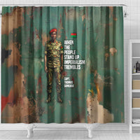 Burkina Faso Thomas Sankara Shower Curtain with Military Stance and Anti-Imperialist Quote Tribute Design - Wonder Print Shop