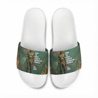 Burkina Faso Thomas Sankara Slide Sandals with Military Stance and Anti-Imperialist Quote Tribute Design - Wonder Print Shop