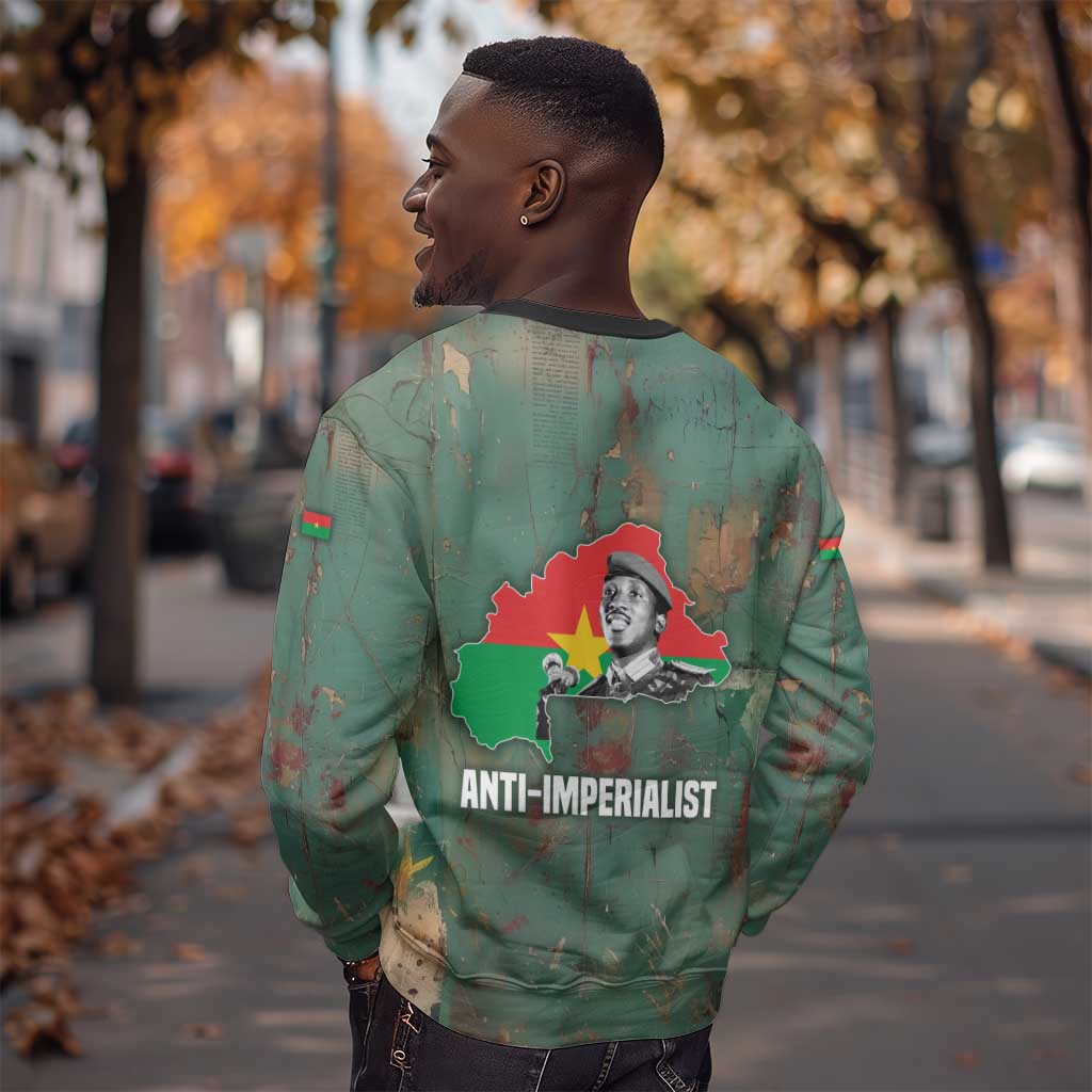 Burkina Faso Thomas Sankara Sweatshirt with Military Stance and Anti-Imperialist Quote Tribute Design - Wonder Print Shop