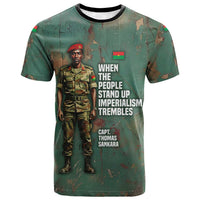 Burkina Faso Thomas Sankara T shirt with Military Stance and Anti-Imperialist Quote Tribute Design - Wonder Print Shop