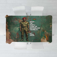 Burkina Faso Thomas Sankara Tablecloth with Military Stance and Anti-Imperialist Quote Tribute Design - Wonder Print Shop