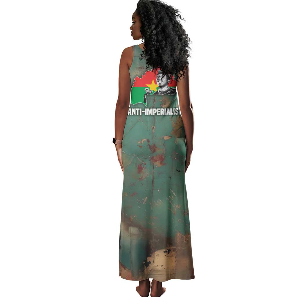 Burkina Faso Thomas Sankara Tank Maxi Dress with Military Stance and Anti-Imperialist Quote Tribute Design - Wonder Print Shop