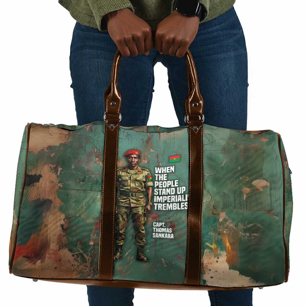 Burkina Faso Thomas Sankara Travel Bag with Military Stance and Anti-Imperialist Quote Tribute Design - Wonder Print Shop