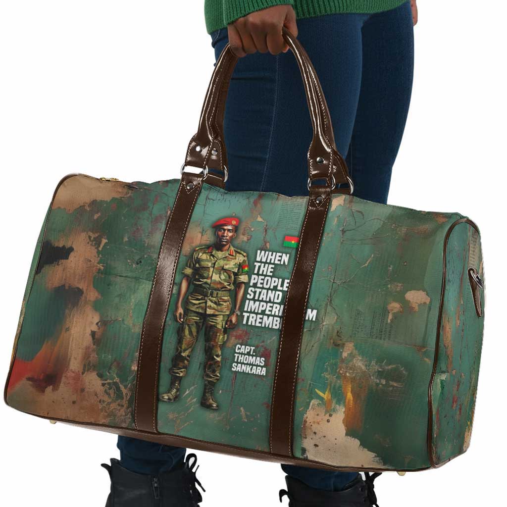 Burkina Faso Thomas Sankara Travel Bag with Military Stance and Anti-Imperialist Quote Tribute Design - Wonder Print Shop