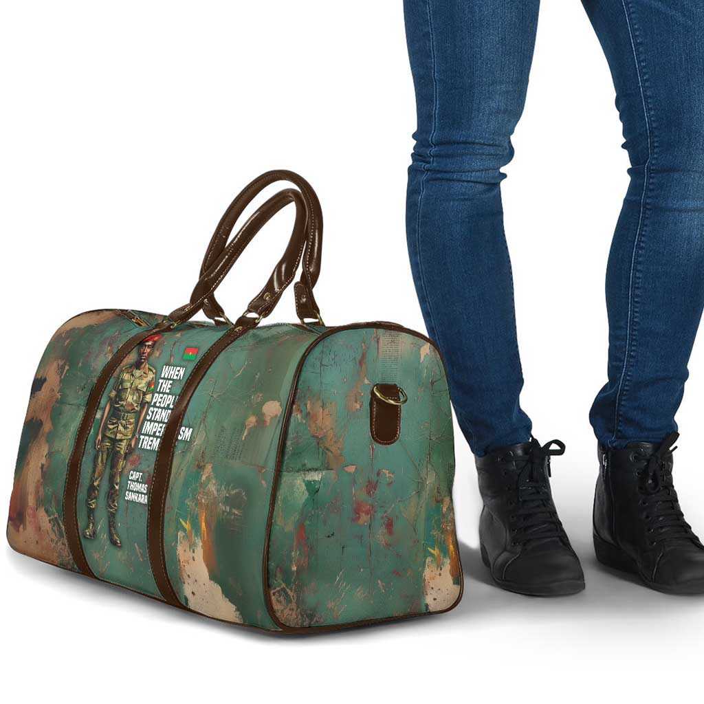 Burkina Faso Thomas Sankara Travel Bag with Military Stance and Anti-Imperialist Quote Tribute Design - Wonder Print Shop