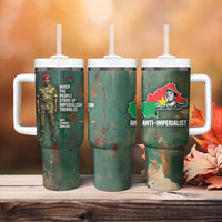 Burkina Faso Thomas Sankara Tumbler With Handle with Military Stance and Anti-Imperialist Quote Tribute Design - Wonder Print Shop