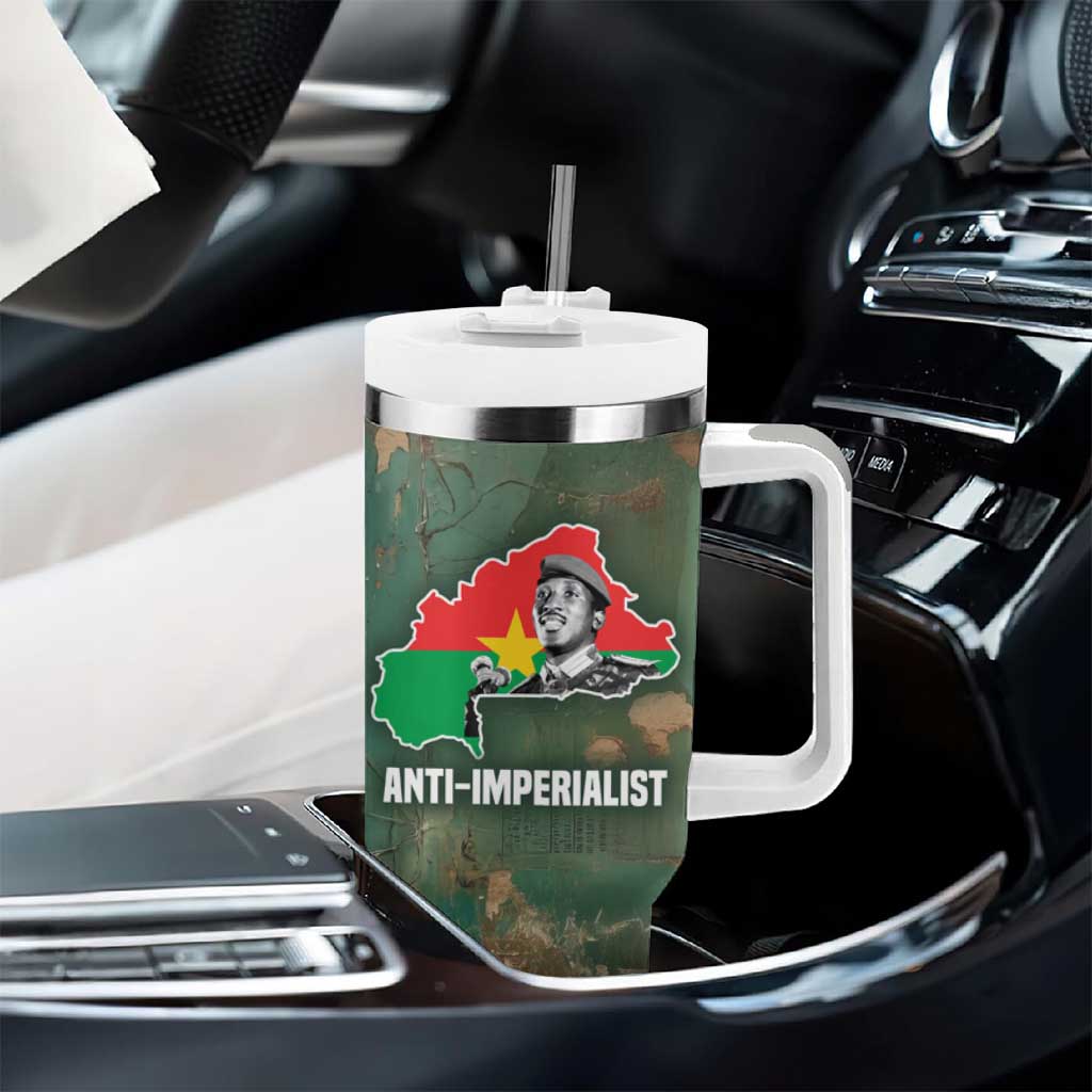 Burkina Faso Thomas Sankara Tumbler With Handle with Military Stance and Anti-Imperialist Quote Tribute Design - Wonder Print Shop