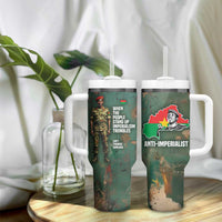 Burkina Faso Thomas Sankara Tumbler With Handle with Military Stance and Anti-Imperialist Quote Tribute Design - Wonder Print Shop