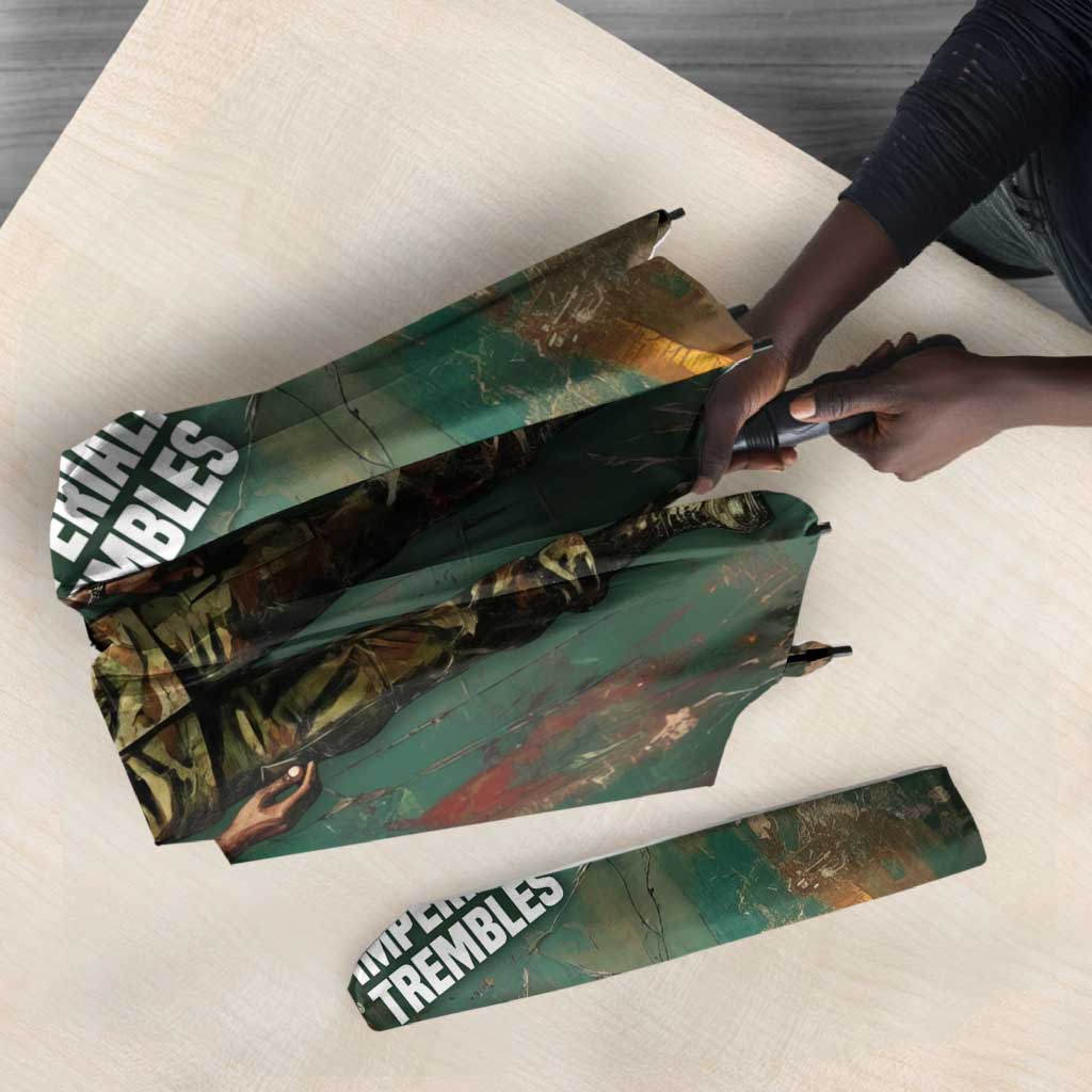 Burkina Faso Thomas Sankara Umbrella with Military Stance and Anti-Imperialist Quote Tribute Design - Wonder Print Shop