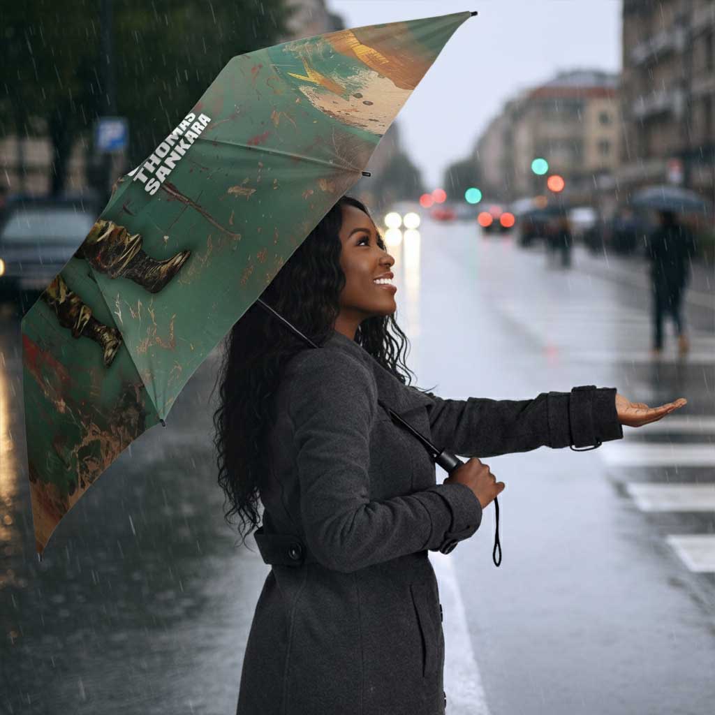 Burkina Faso Thomas Sankara Umbrella with Military Stance and Anti-Imperialist Quote Tribute Design - Wonder Print Shop