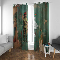 Burkina Faso Thomas Sankara Window Curtain with Military Stance and Anti-Imperialist Quote Tribute Design - Wonder Print Shop