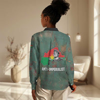 Burkina Faso Thomas Sankara Women Casual Shirt with Military Stance and Anti-Imperialist Quote Tribute Design - Wonder Print Shop