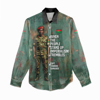 Burkina Faso Thomas Sankara Women Casual Shirt with Military Stance and Anti-Imperialist Quote Tribute Design - Wonder Print Shop