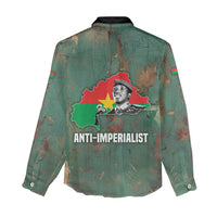 Burkina Faso Thomas Sankara Women Casual Shirt with Military Stance and Anti-Imperialist Quote Tribute Design - Wonder Print Shop
