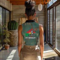 Burkina Faso Thomas Sankara Women Sleeveless Polo Shirt with Military Stance and Anti-Imperialist Quote Tribute Design - Wonder Print Shop