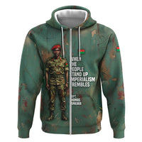 Burkina Faso Thomas Sankara Zip Hoodie with Military Stance and Anti-Imperialist Quote Tribute Design - Wonder Print Shop