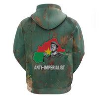 Burkina Faso Thomas Sankara Zip Hoodie with Military Stance and Anti-Imperialist Quote Tribute Design - Wonder Print Shop