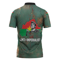 Burkina Faso Thomas Sankara Zipper Polo Shirt with Military Stance and Anti-Imperialist Quote Tribute Design - Wonder Print Shop
