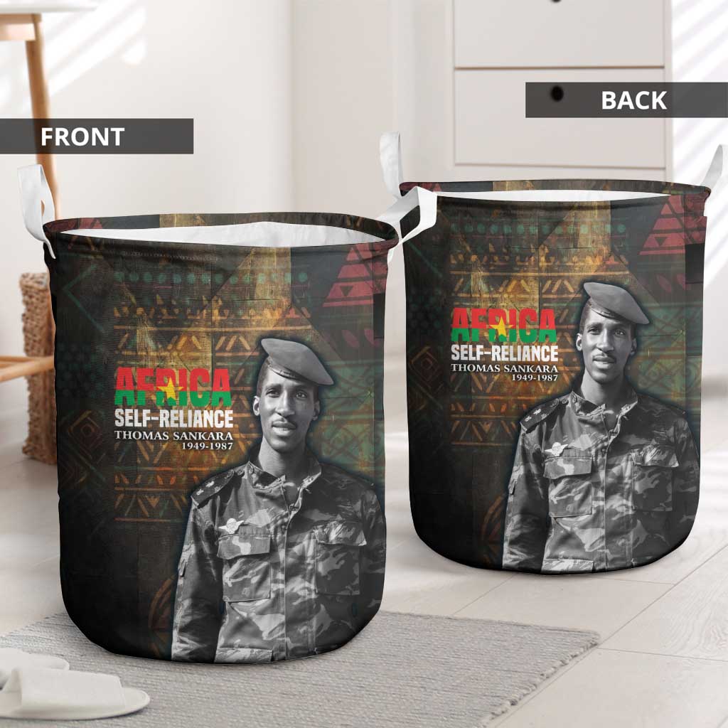 Thomas Sankara Laundry Basket Burkina Faso Africa Self-Reliance Message and Military Portrait - Wonder Print Shop