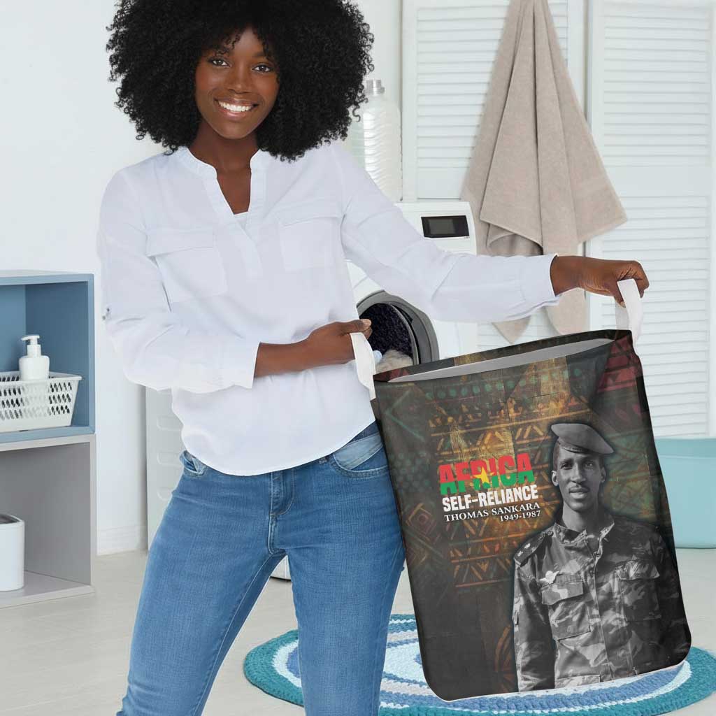 Thomas Sankara Laundry Basket Burkina Faso Africa Self-Reliance Message and Military Portrait - Wonder Print Shop