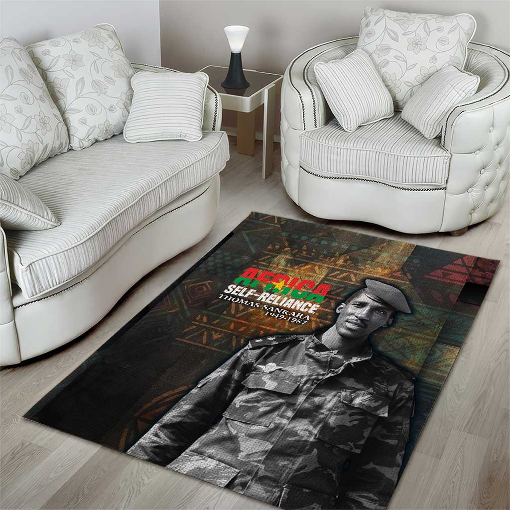 Thomas Sankara Area Rug Burkina Faso Africa Self-Reliance Message and Military Portrait - Wonder Print Shop
