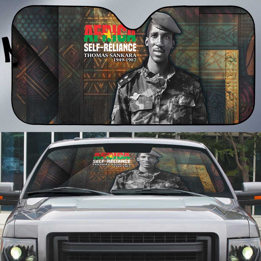 Thomas Sankara Auto Sun Shade Burkina Faso Africa Self-Reliance Message and Military Portrait - Wonder Print Shop