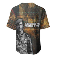 Thomas Sankara Baseball Jersey Burkina Faso Africa Self-Reliance Message and Military Portrait - Wonder Print Shop