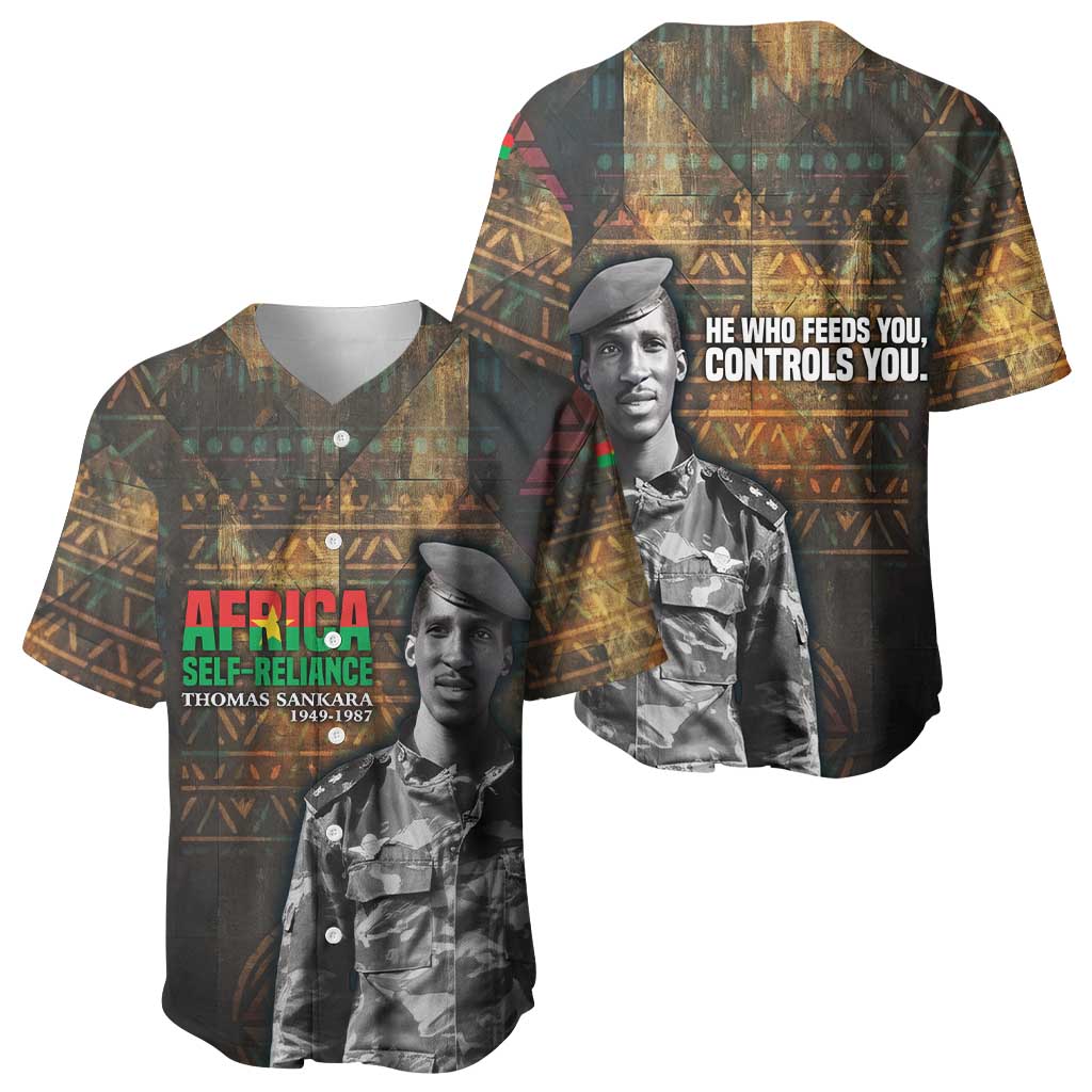 Thomas Sankara Baseball Jersey Burkina Faso Africa Self-Reliance Message and Military Portrait - Wonder Print Shop