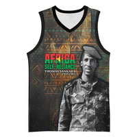 Thomas Sankara Basketball Jersey Burkina Faso Africa Self-Reliance Message and Military Portrait - Wonder Print Shop