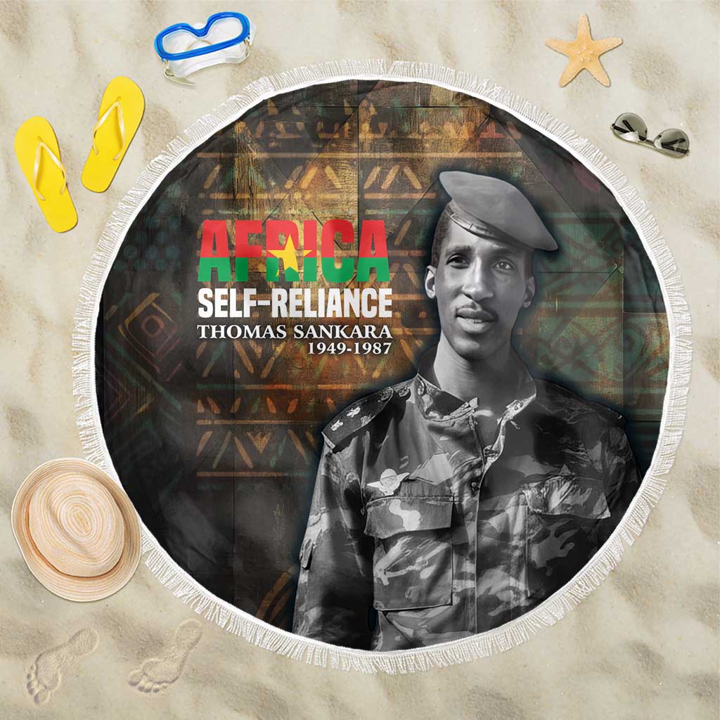 Thomas Sankara Beach Blanket Burkina Faso Africa Self-Reliance Message and Military Portrait - Wonder Print Shop