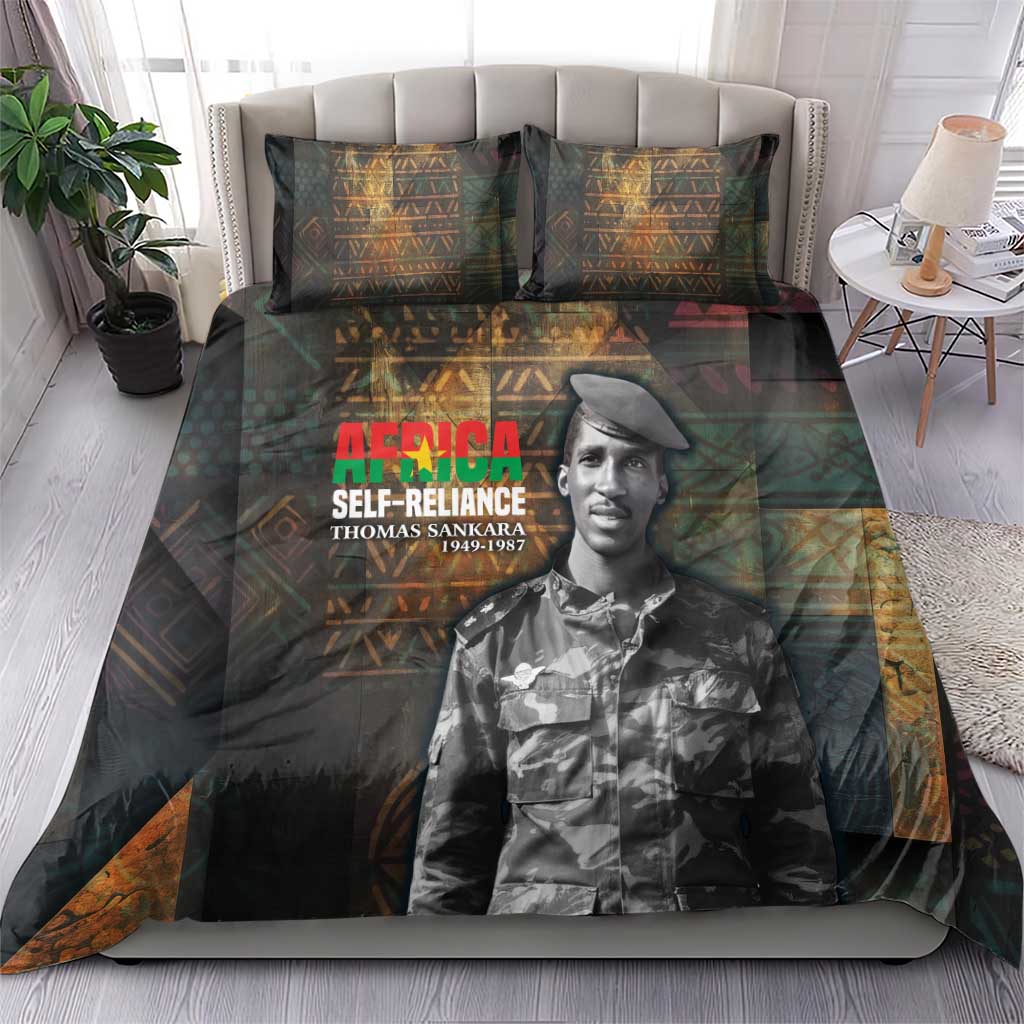Thomas Sankara Bedding Set Burkina Faso Africa Self-Reliance Message and Military Portrait - Wonder Print Shop