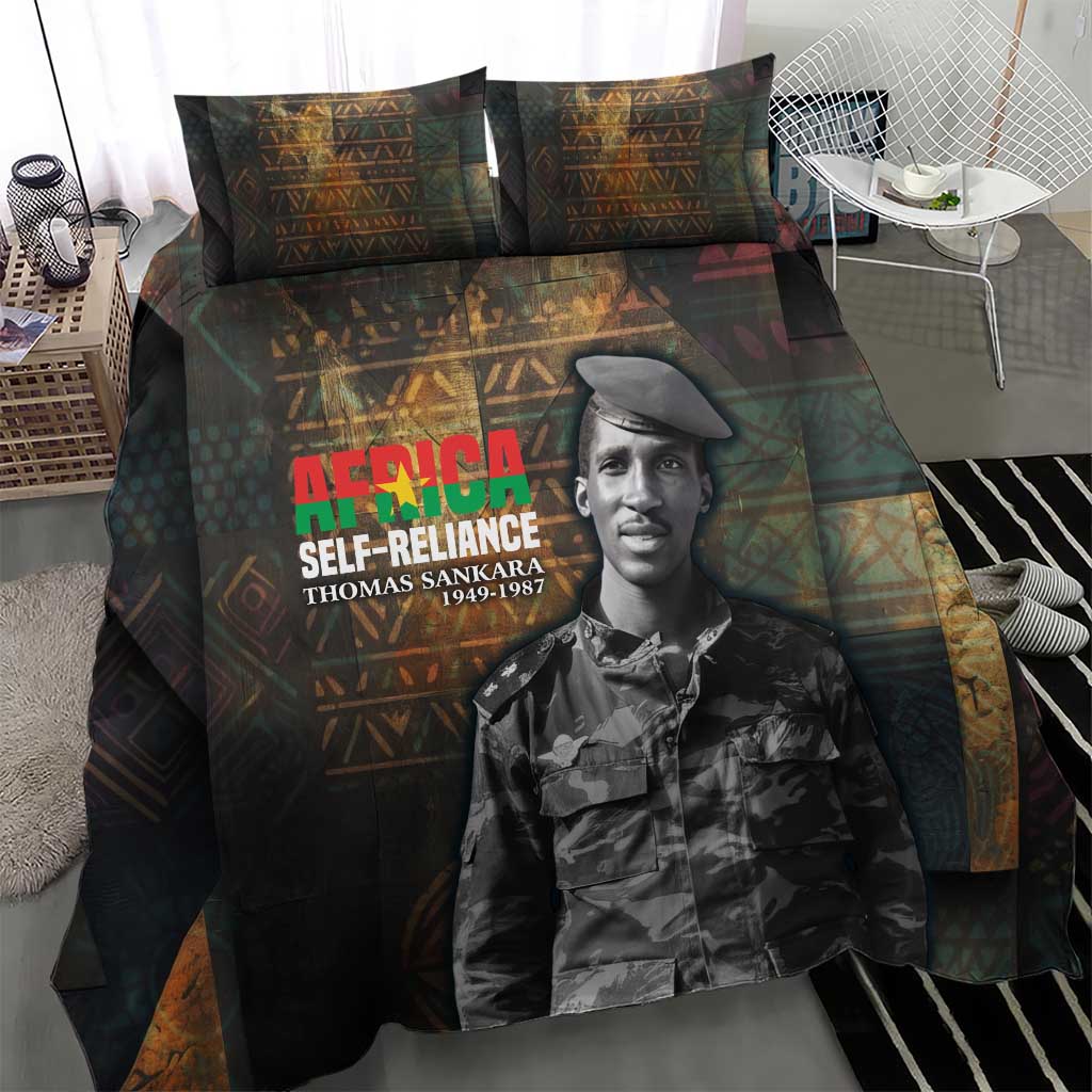 Thomas Sankara Bedding Set Burkina Faso Africa Self-Reliance Message and Military Portrait - Wonder Print Shop