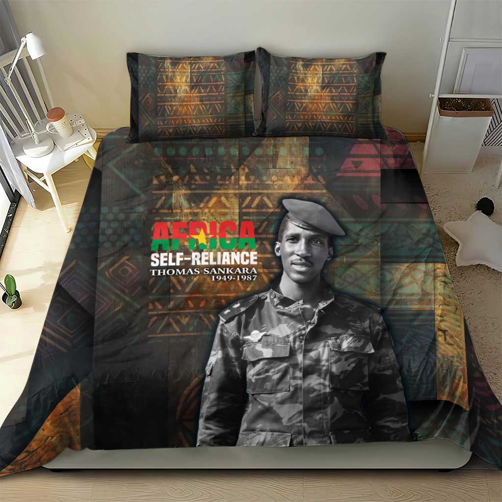 Thomas Sankara Bedding Set Burkina Faso Africa Self-Reliance Message and Military Portrait - Wonder Print Shop