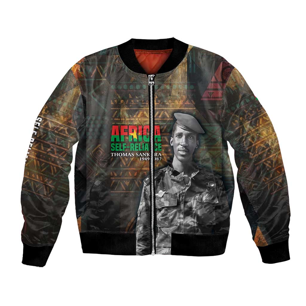 Thomas Sankara Bomber Jacket Burkina Faso Africa Self-Reliance Message and Military Portrait - Wonder Print Shop