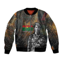Thomas Sankara Bomber Jacket Burkina Faso Africa Self-Reliance Message and Military Portrait - Wonder Print Shop