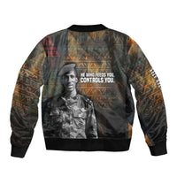 Thomas Sankara Bomber Jacket Burkina Faso Africa Self-Reliance Message and Military Portrait - Wonder Print Shop