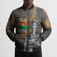 Thomas Sankara Bomber Puffer Jacket Burkina Faso Africa Self-Reliance Message and Military Portrait - Wonder Print Shop