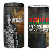 Thomas Sankara 4 in 1 Can Cooler Tumbler Burkina Faso Africa Self-Reliance Message and Military Portrait - Wonder Print Shop