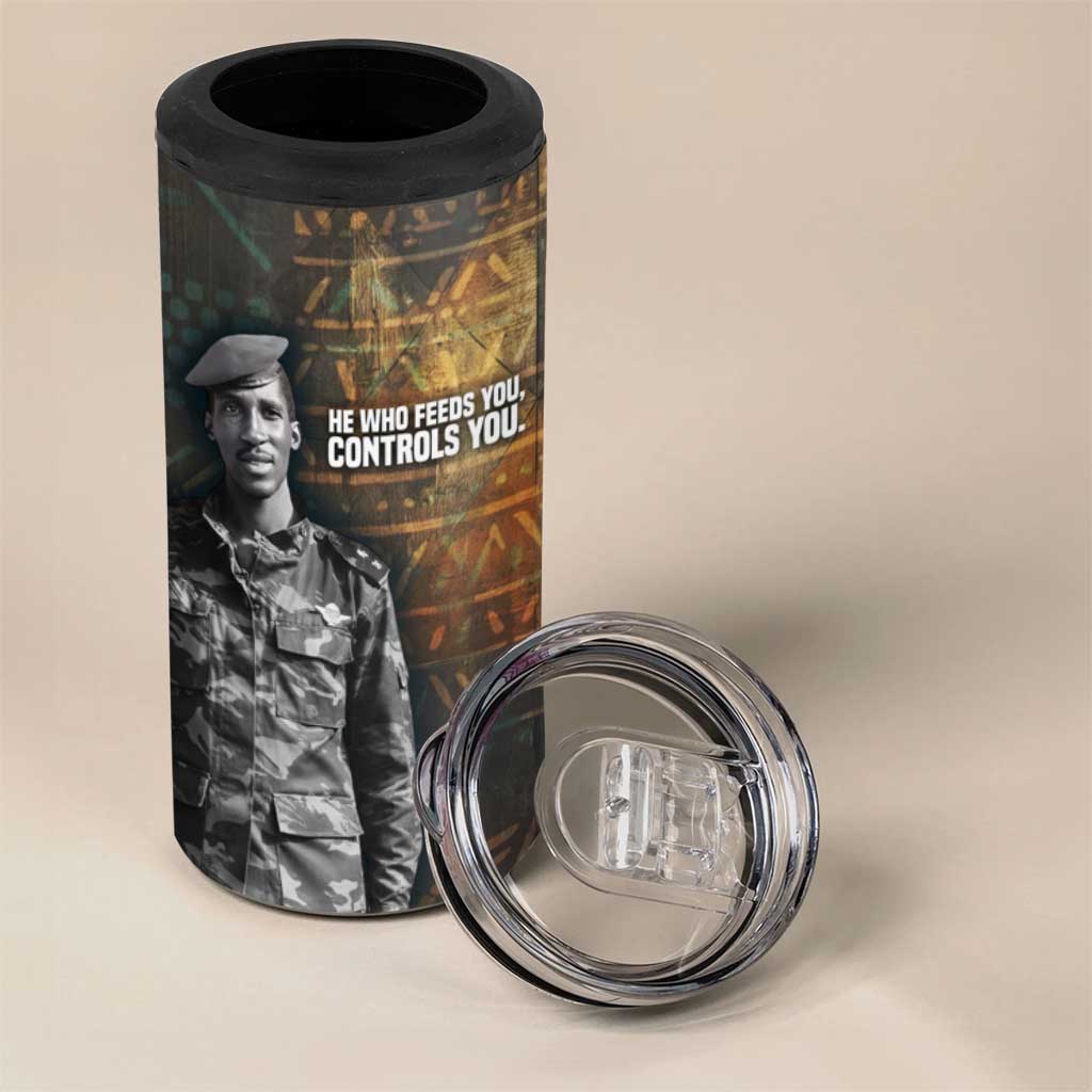 Thomas Sankara 4 in 1 Can Cooler Tumbler Burkina Faso Africa Self-Reliance Message and Military Portrait - Wonder Print Shop