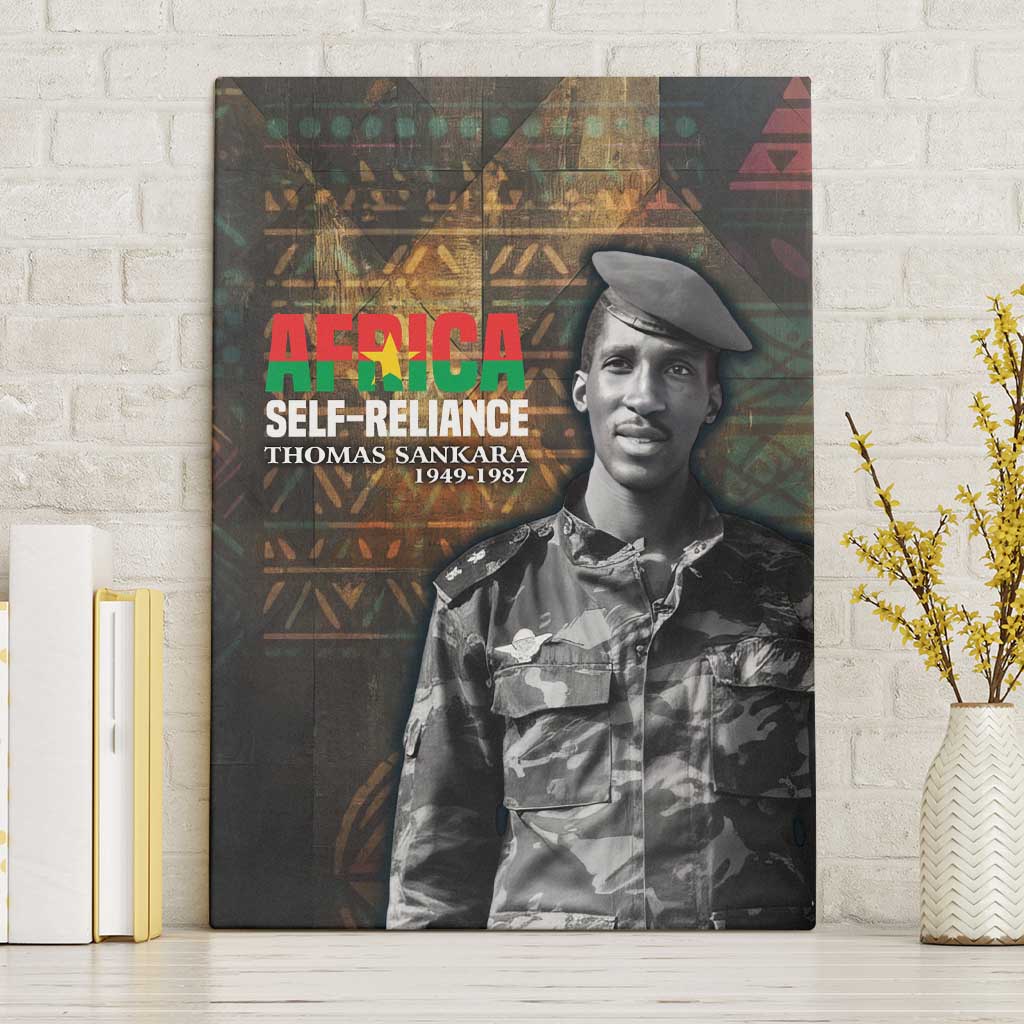 Thomas Sankara Canvas Wall Art Burkina Faso Africa Self-Reliance Message and Military Portrait - Wonder Print Shop
