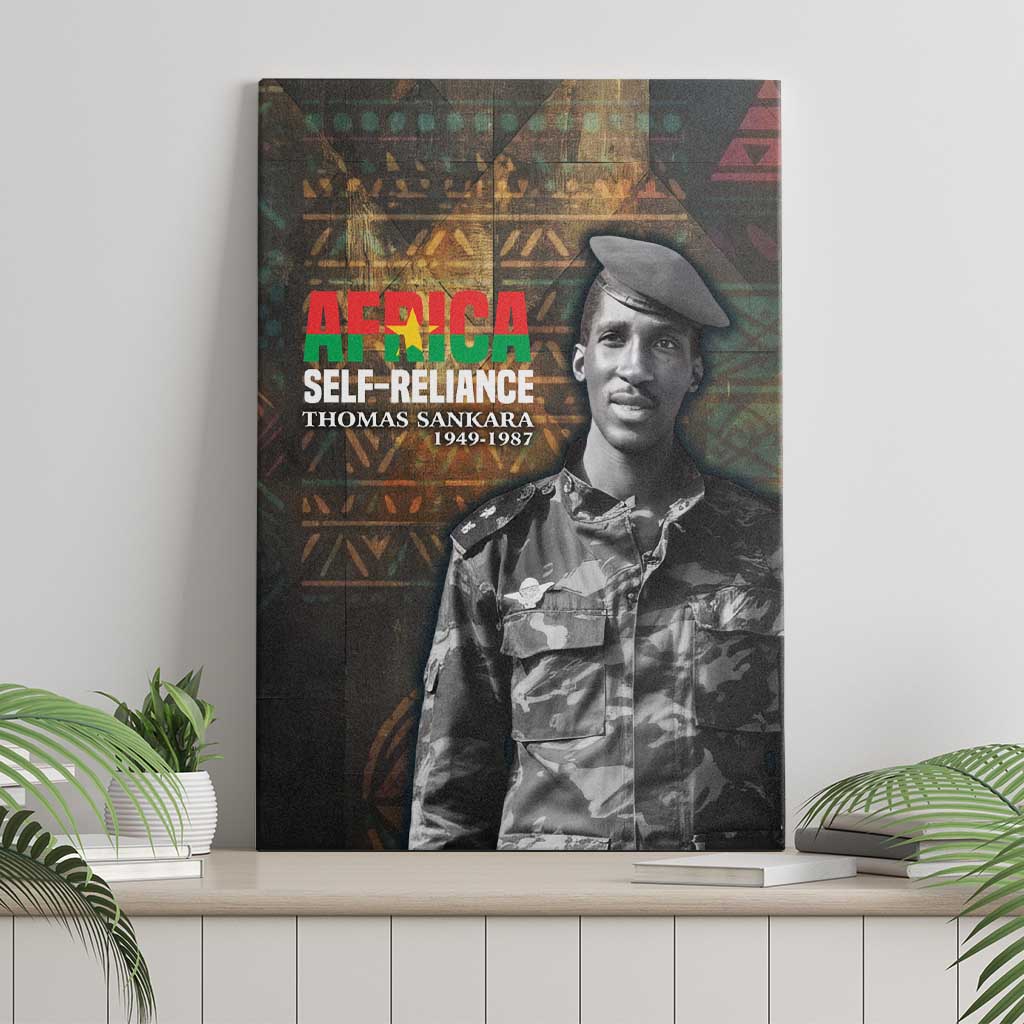 Thomas Sankara Canvas Wall Art Burkina Faso Africa Self-Reliance Message and Military Portrait - Wonder Print Shop