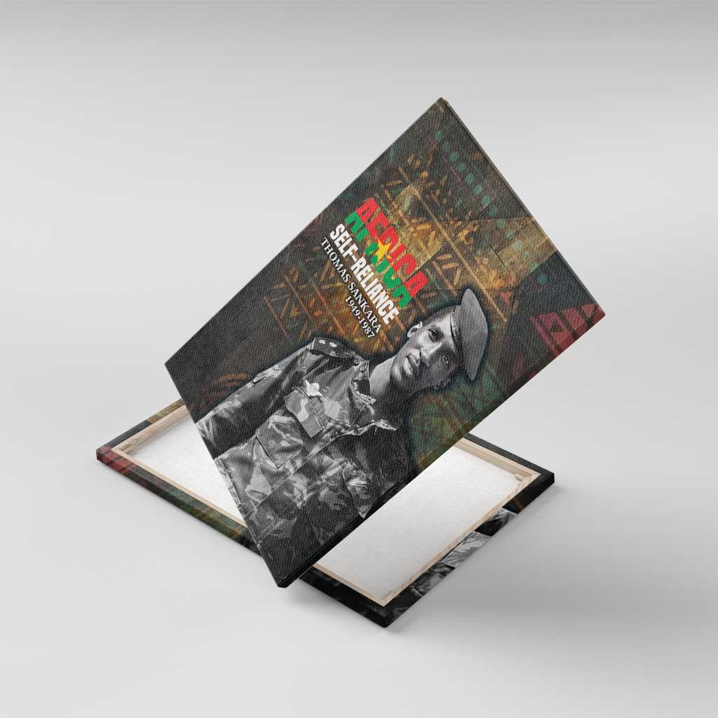 Thomas Sankara Canvas Wall Art Burkina Faso Africa Self-Reliance Message and Military Portrait - Wonder Print Shop