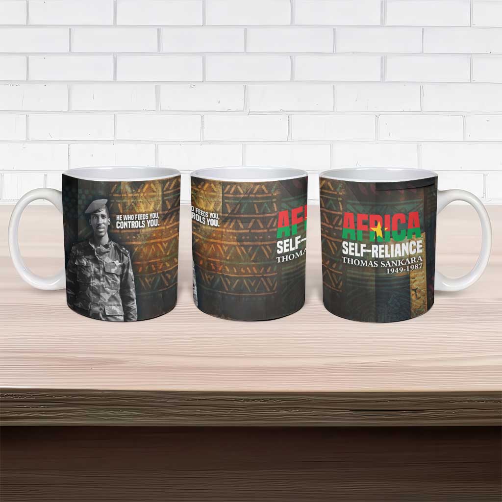 Thomas Sankara Ceramic Mug Burkina Faso Africa Self-Reliance Message and Military Portrait - Wonder Print Shop