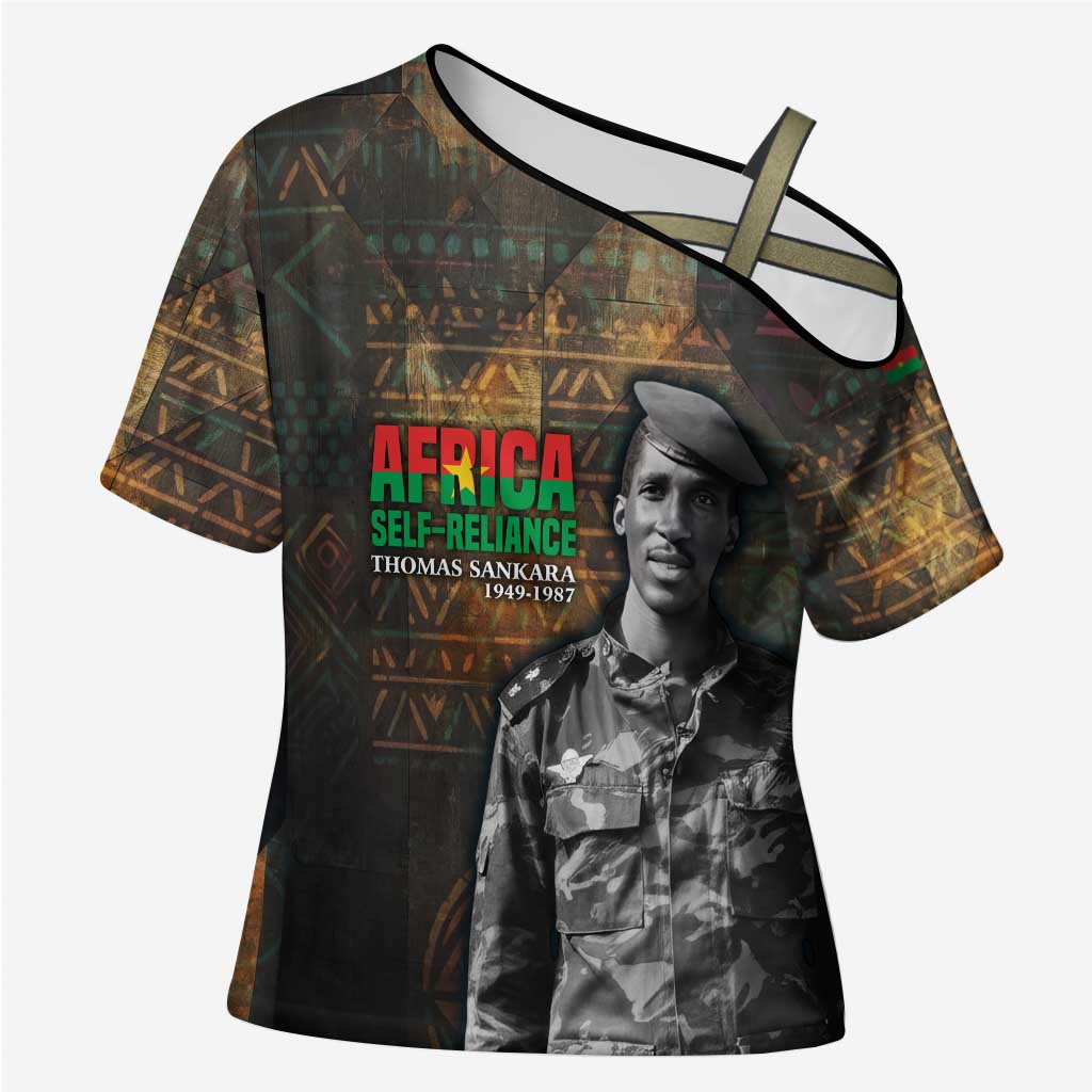 Thomas Sankara Cross Shoulder Shirt Burkina Faso Africa Self-Reliance Message and Military Portrait - Wonder Print Shop