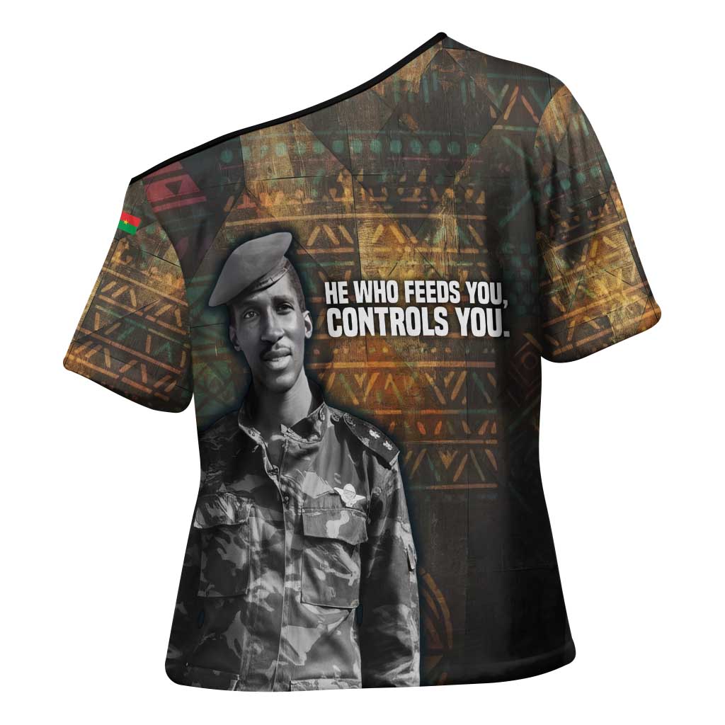 Thomas Sankara Cross Shoulder Shirt Burkina Faso Africa Self-Reliance Message and Military Portrait - Wonder Print Shop