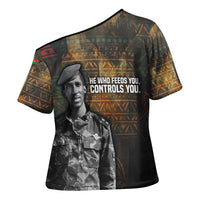 Thomas Sankara Cross Shoulder Shirt Burkina Faso Africa Self-Reliance Message and Military Portrait - Wonder Print Shop