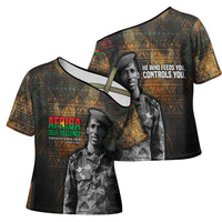 Thomas Sankara Cross Shoulder Shirt Burkina Faso Africa Self-Reliance Message and Military Portrait - Wonder Print Shop