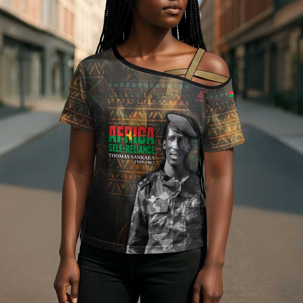Thomas Sankara Cross Shoulder Shirt Burkina Faso Africa Self-Reliance Message and Military Portrait - Wonder Print Shop