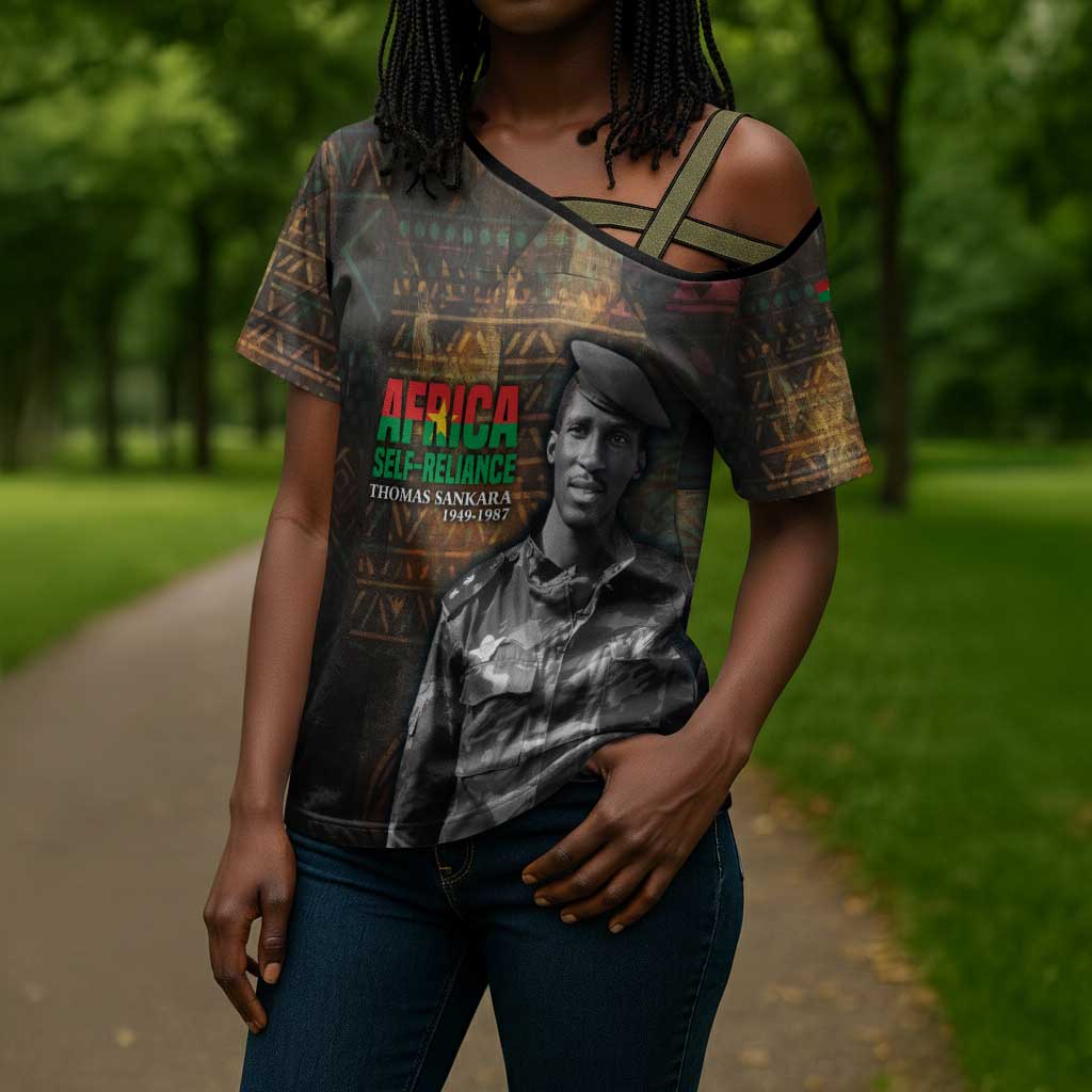Thomas Sankara Cross Shoulder Shirt Burkina Faso Africa Self-Reliance Message and Military Portrait - Wonder Print Shop